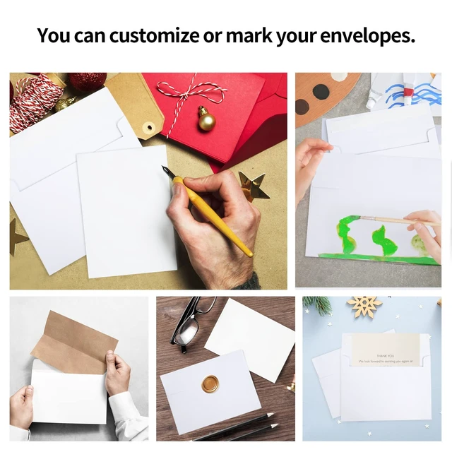 Alt view image 3 of 5 - 50 Pack 4x6 White A4 Envelopes - Self Seal for Weddings, Invitations, Greeting Cards, Mailing, Photos