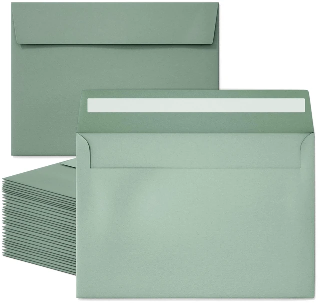 Main image of Slapaflife 50 Packs 5x7 Envelopes, Sage Green 5x7 Envelopes for Invitations, Wedding, Postcards, Greeting Cards, Mailing