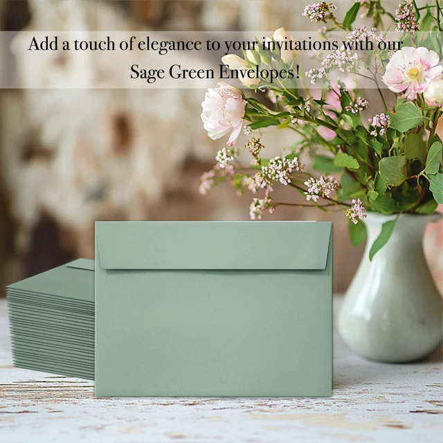 Alt view image 3 of 7 - Slapaflife 50 Packs 5x7 Envelopes, Sage Green 5x7 Envelopes for Invitations, Wedding, Postcards, Greeting Cards, Mailing