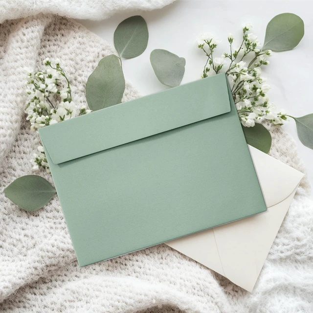 Alt view image 2 of 7 - Slapaflife 50 Packs 5x7 Envelopes, Sage Green 5x7 Envelopes for Invitations, Wedding, Postcards, Greeting Cards, Mailing
