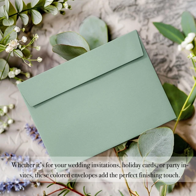 Alt view image 5 of 7 - Slapaflife 50 Packs 5x7 Envelopes, Sage Green 5x7 Envelopes for Invitations, Wedding, Postcards, Greeting Cards, Mailing