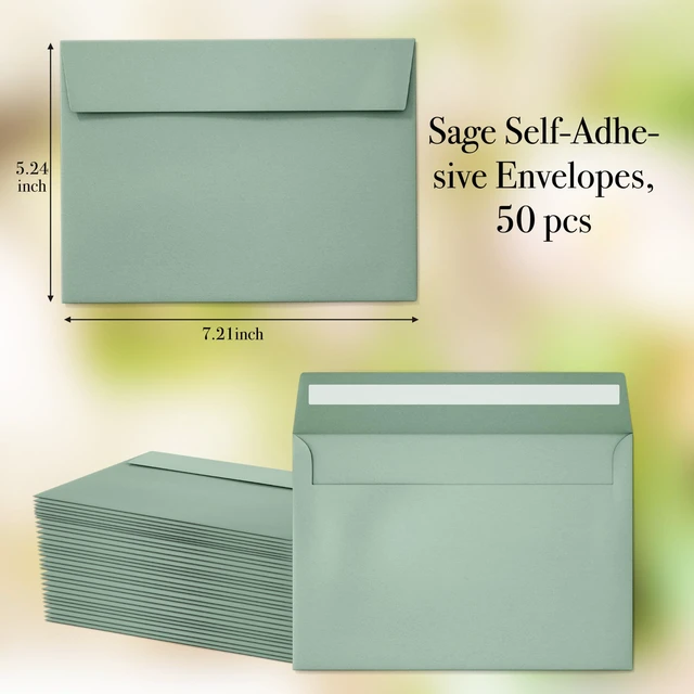 Alt view image 4 of 7 - Slapaflife 50 Packs 5x7 Envelopes, Sage Green 5x7 Envelopes for Invitations, Wedding, Postcards, Greeting Cards, Mailing