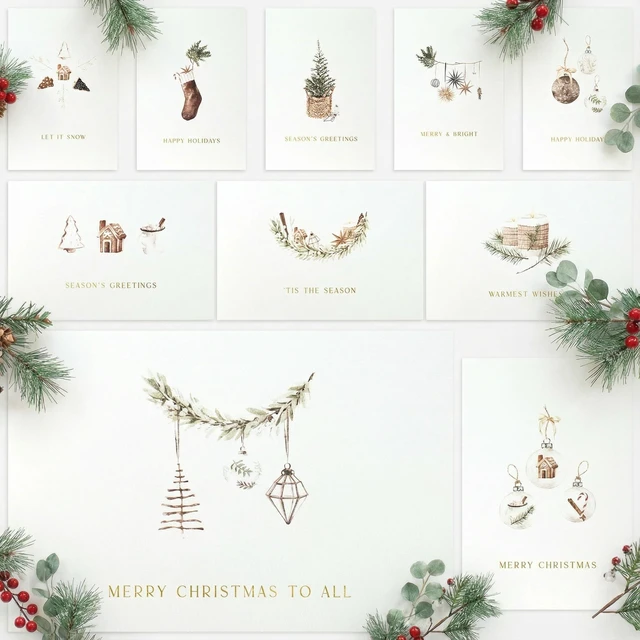 Main image of Beautiful Modern Rustic Christmas Cards Set of 20 - Incl. Bulk Envelopes