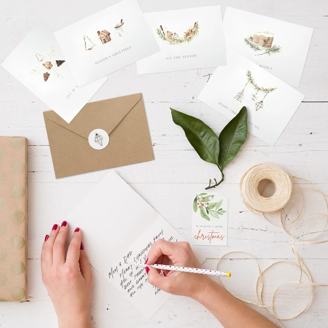 Alt view image 7 of 7 - Beautiful Modern Rustic Christmas Cards Set of 20 - Incl. Bulk Envelopes