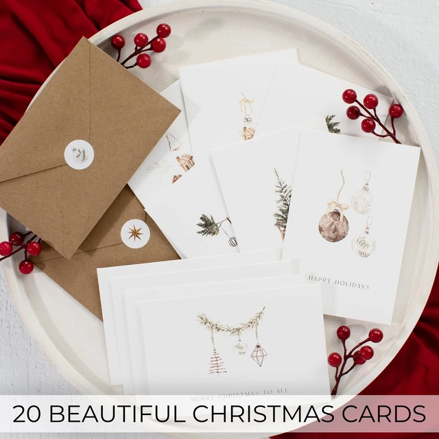 Alt view image 6 of 7 - Beautiful Modern Rustic Christmas Cards Set of 20 - Incl. Bulk Envelopes
