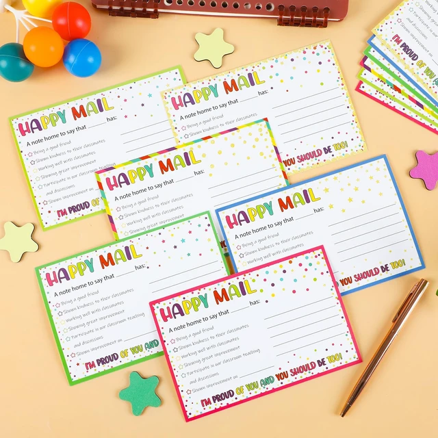 Alt view image 6 of 6 - 60Pcs Colorful Happy Mail Teacher Notes to Parents Classroom Good Behavior Incentive Motivational Cards Positive Postcards to Send Home for Home Classroom Kindergarten Elementary School