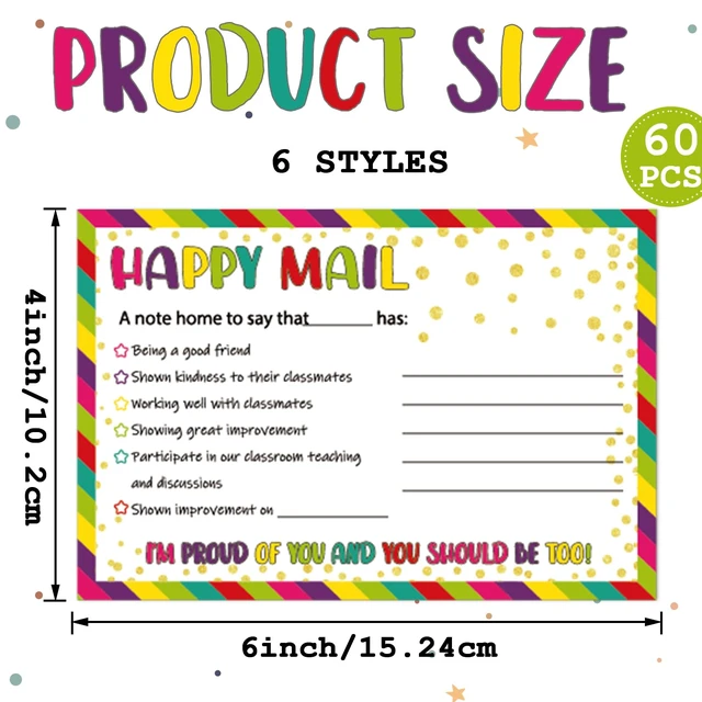 Alt view image 2 of 6 - 60Pcs Colorful Happy Mail Teacher Notes to Parents Classroom Good Behavior Incentive Motivational Cards Positive Postcards to Send Home for Home Classroom Kindergarten Elementary School