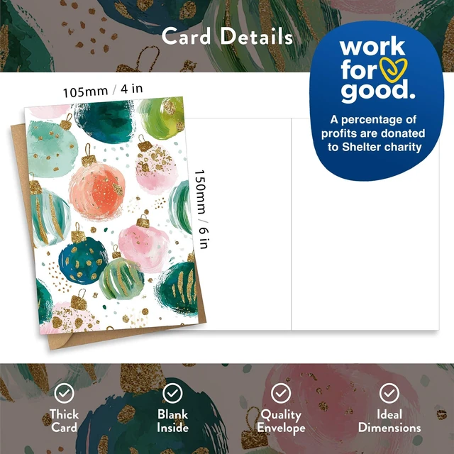 Alt view image 5 of 6 - Old English Company Christmas Cards Packs of 20, 5 Modern Pink Gold Xmas Designs, Eco-friendly and Made in UK, Blank Inside with Premium Envelopes, 2026 Multipack Bulk Set, For Female Friends Family