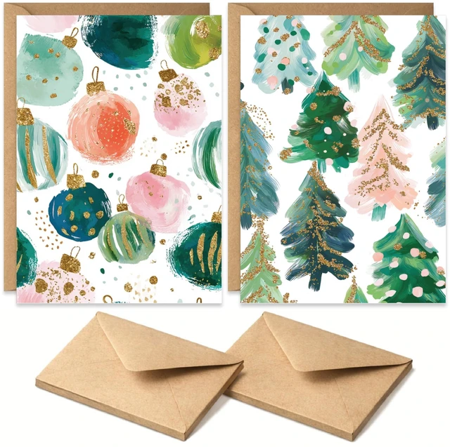 Alt view image 4 of 6 - Old English Company Christmas Cards Packs of 20, 5 Modern Pink Gold Xmas Designs, Eco-friendly and Made in UK, Blank Inside with Premium Envelopes, 2026 Multipack Bulk Set, For Female Friends Family