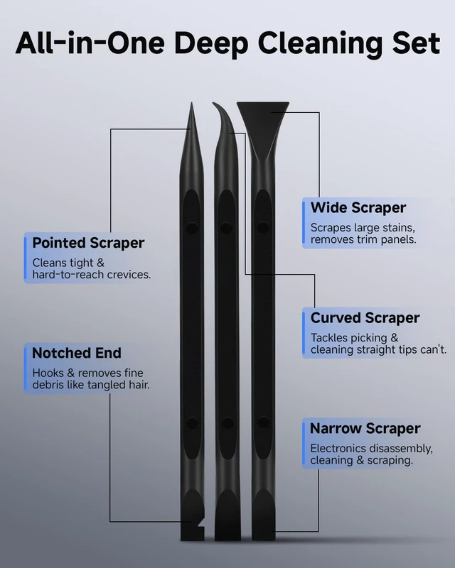 Alt view image 3 of 7 - 9-Piece Car Detailing Pick Set, Car Crevice Cleaning Tool for Tight Gaps, Remove Stickers, Labels, Grease & Grime