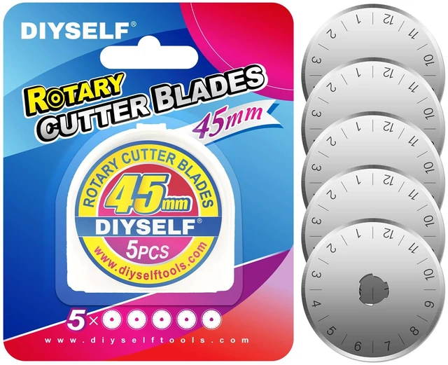 Main image of DIYSELF 5 Pack 45mm Rotary Cutter Blades, SK7 Rotary Blade Replacements