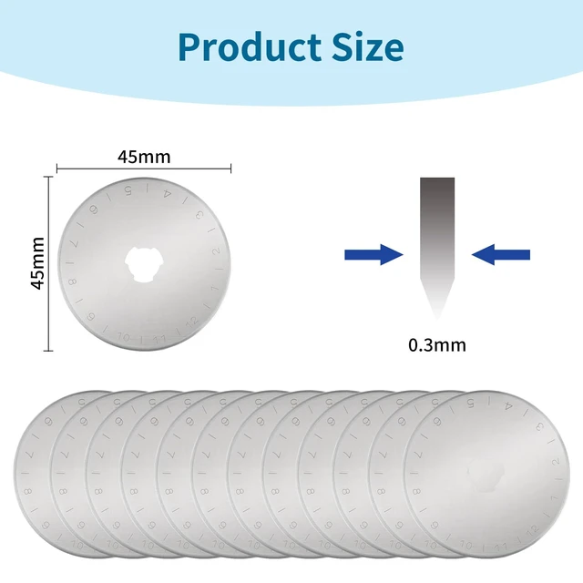 Alt view image 2 of 7 - 12 pcs 45mm Rotary Cutter Blades,Replacement Rotary Blade for Arts Crafts Quilting Scrapbooking Sewing Fabric Cutting,Arts & Crafts Farbric Paper Cutting Tool By XEKIGU