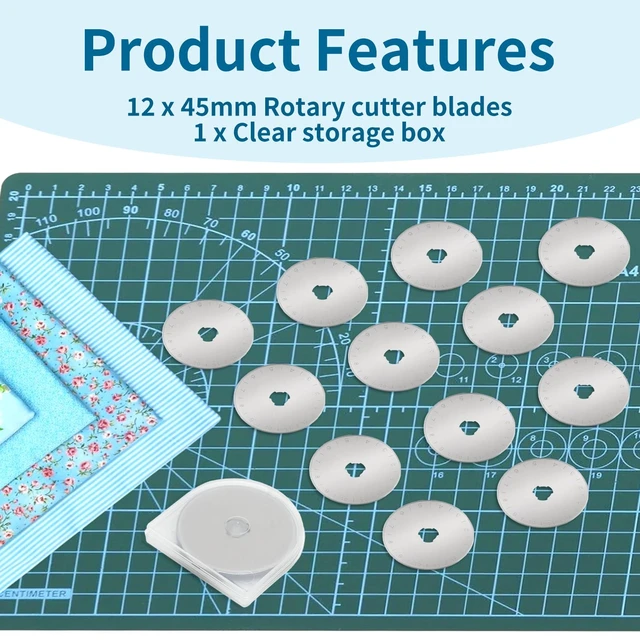 Alt view image 5 of 7 - 12 pcs 45mm Rotary Cutter Blades,Replacement Rotary Blade for Arts Crafts Quilting Scrapbooking Sewing Fabric Cutting,Arts & Crafts Farbric Paper Cutting Tool By XEKIGU