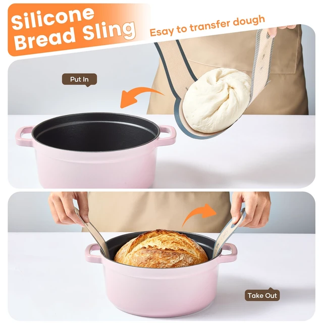 Alt view image 6 of 6 - SWSKR 2 Pcs Sourdough Silicone Bread Sling for Dutch Oven,Gray Set of 2