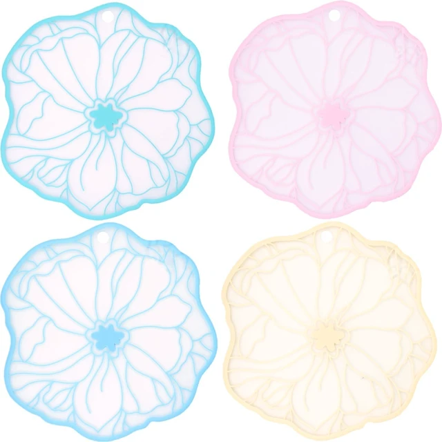 Main image of Silicone Coasters, 7.5-inch PVC Heat-Resistant Non-Slip Placemats, Anti-Scald Table Mats, Decorative Kitchen Pads