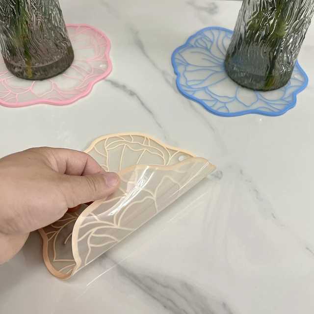 Alt view image 2 of 5 - Silicone Coasters, 7.5-inch PVC Heat-Resistant Non-Slip Placemats, Anti-Scald Table Mats, Decorative Kitchen Pads