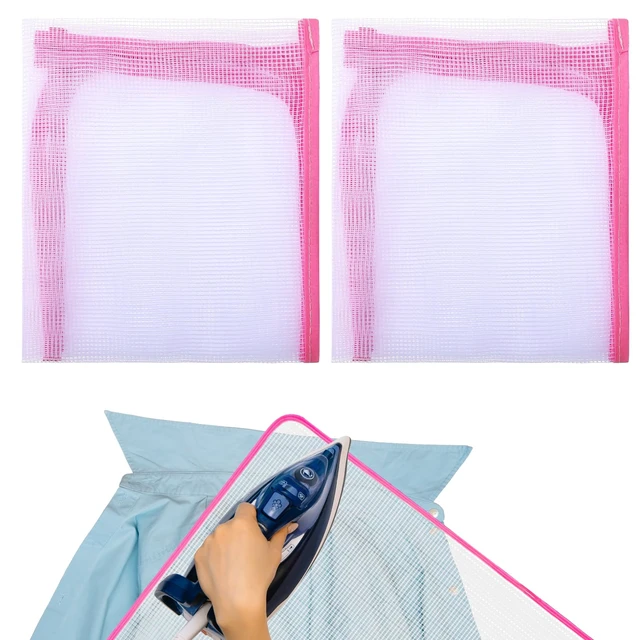 Alt view image 2 of 7 - 2 Pack Pressing Cloth for Ironing,15.7 × 23.6 Inch Mesh Cloth Ironing Pad Ironing Cloth to Protect Clothes, Scorch-Saving Insulation Press Cloth for Ironing (Pink)