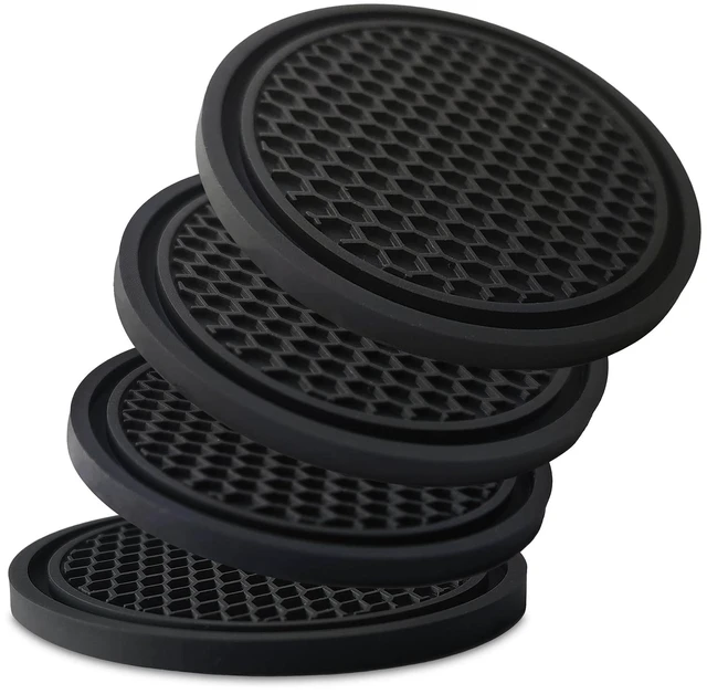 Main image of 4-Pack Car Cup Holder Coasters - Non-Slip, 2.75-Inch, Black