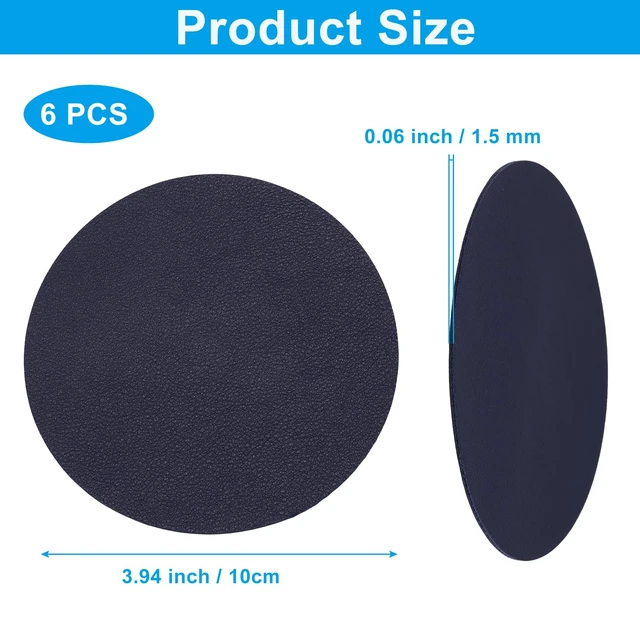 Alt view image 2 of 5 - Set of 6 Leather Coasters, 4" Round, Navy Blue