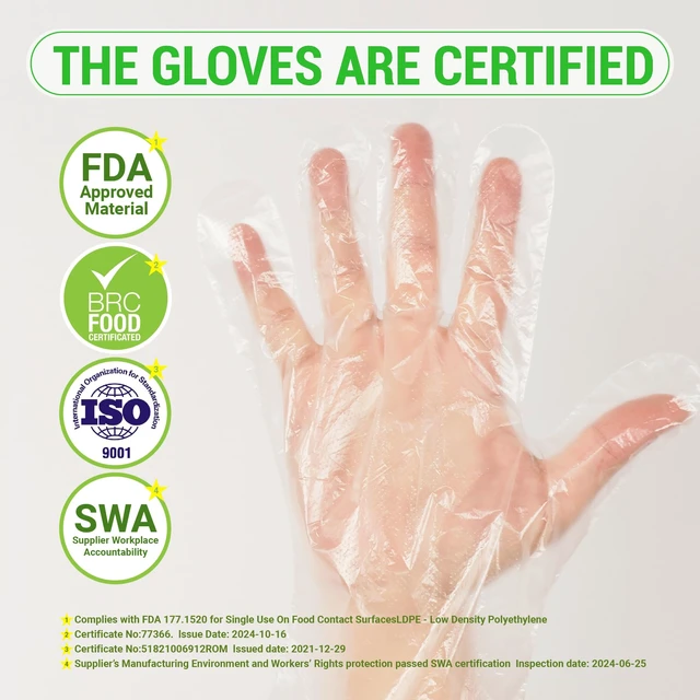 Alt view image 4 of 6 - Disposable Plastic Gloves Food Handling Service Gloves Disposable For Cooking