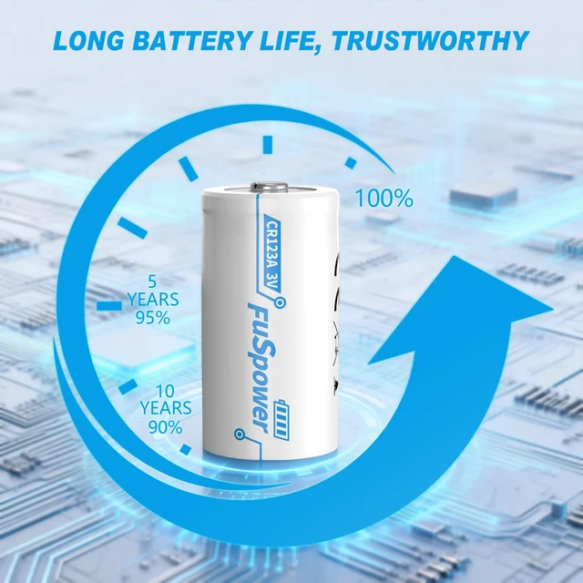 Alt view image 2 of 6 - CR123A 3V Lithium Battery: High Capacity 123a Batteries 2 Pack - CR17345 Battery for Smoke Alarm Flashlight - Long Lasting Power for Doorlock Home Automation