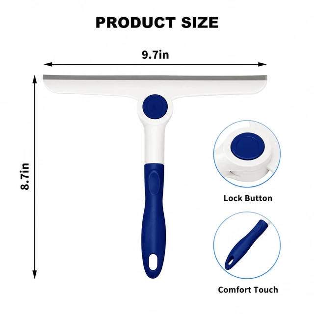 Alt view image 2 of 6 - Window Squeegee for Glass Doors,All-Purpose 9.7 Window Cleaning Squeegee, Handheld for Windows, Car Windshields & More,Blue (9.7" Window Squeegee)