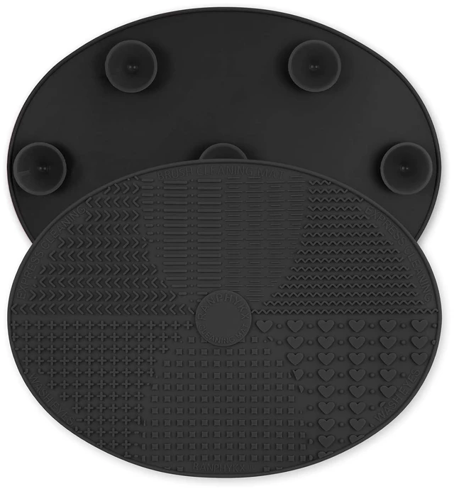 Main image of Makeup Brush Cleaner Mat Silicone Brush Cleaning Mat Big Size Make Up Brush Clean Pad with Suction Cup for Makeup Brush Cleaning (Black)