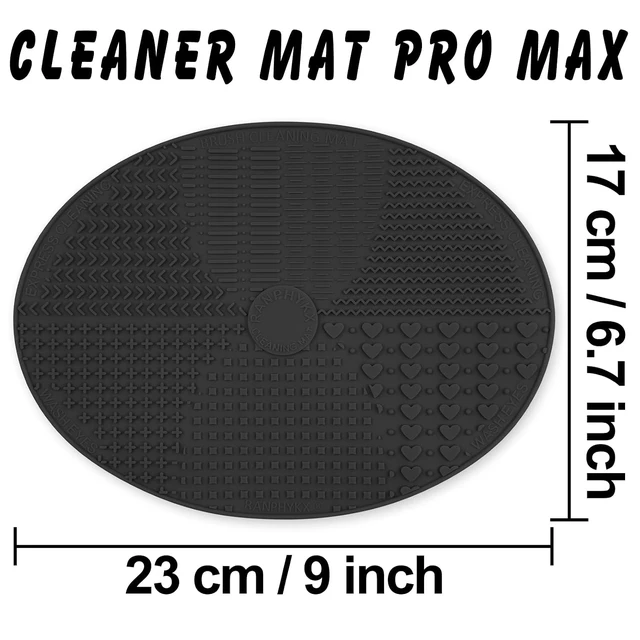 Alt view image 5 of 6 - Makeup Brush Cleaner Mat Silicone Brush Cleaning Mat Big Size Make Up Brush Clean Pad with Suction Cup for Makeup Brush Cleaning (Black)