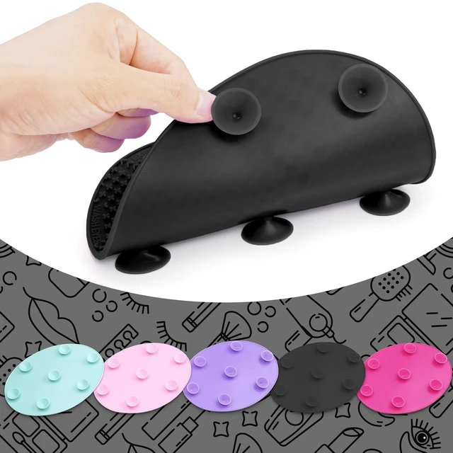 Alt view image 6 of 6 - Makeup Brush Cleaner Mat Silicone Brush Cleaning Mat Big Size Make Up Brush Clean Pad with Suction Cup for Makeup Brush Cleaning (Black)