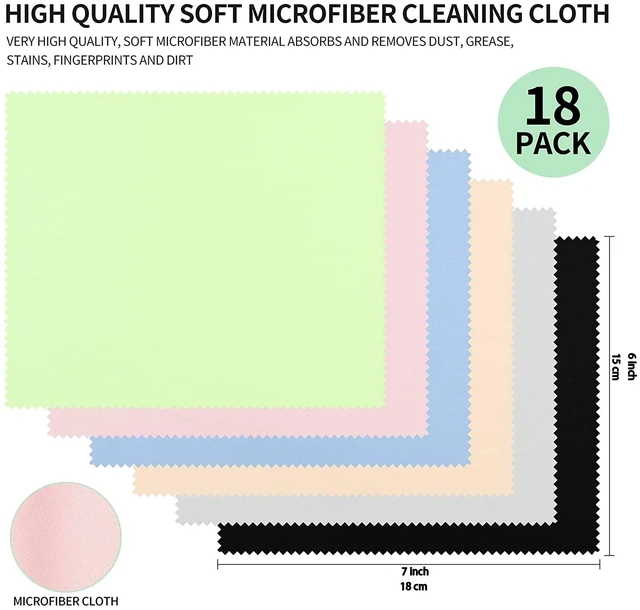 Alt view image 3 of 7 - 18 Pack Microfiber Cleaning Cloths (7" x 6") Multicolor Glasses Cleaning Cloth for Eyeglasses, Camera Lens, Cell Phones, Laptops, LCD TV Screens and More