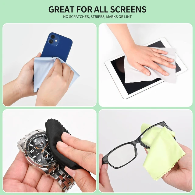 Alt view image 2 of 7 - 18 Pack Microfiber Cleaning Cloths (7" x 6") Multicolor Glasses Cleaning Cloth for Eyeglasses, Camera Lens, Cell Phones, Laptops, LCD TV Screens and More