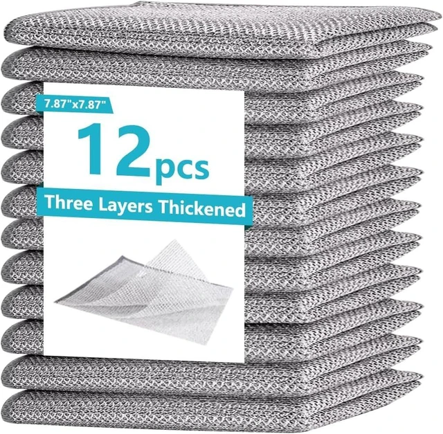 Main image of 12 Pack Non-Scratch Wire Dishcloth,7.87" x 7.87" Reusable Metal Dish Cloth for Kitchen, Non Scratch Scrub Cloth for Non-Stick Pans, Wet & Dry Dual-Use Heavy Duty Dish Washing Scrubber