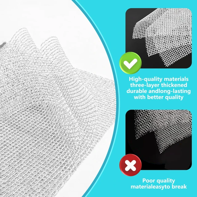 Alt view image 6 of 6 - 12 Pack Non-Scratch Wire Dishcloth,7.87" x 7.87" Reusable Metal Dish Cloth for Kitchen, Non Scratch Scrub Cloth for Non-Stick Pans, Wet & Dry Dual-Use Heavy Duty Dish Washing Scrubber
