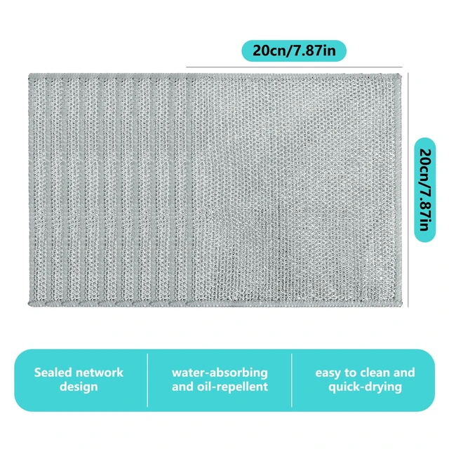 Alt view image 5 of 6 - 12 Pack Non-Scratch Wire Dishcloth,7.87" x 7.87" Reusable Metal Dish Cloth for Kitchen, Non Scratch Scrub Cloth for Non-Stick Pans, Wet & Dry Dual-Use Heavy Duty Dish Washing Scrubber