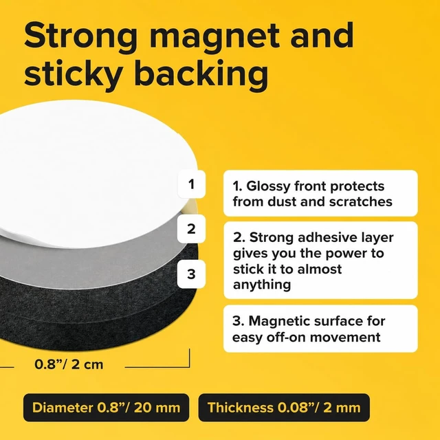 Alt view image 6 of 6 - Sticky Flexible Adhesive Magnets for Crafts, 0.8"x0.08" (20x2mm), 45 pcs