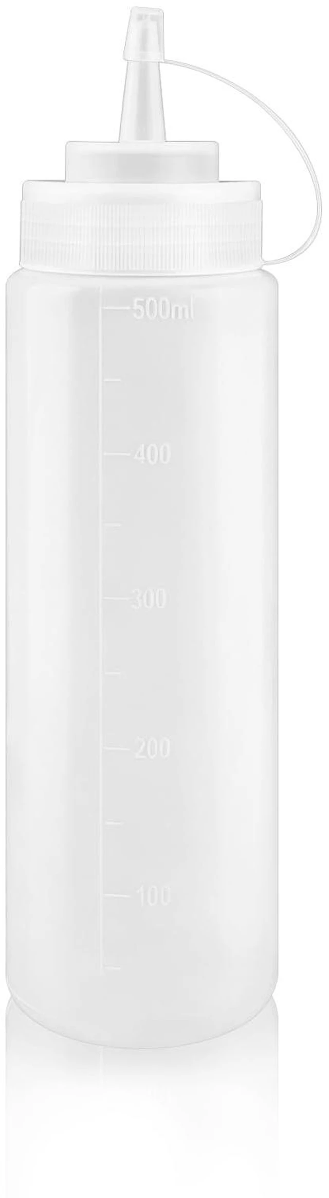 Main image of Semi-Transparent 16.9oz Plastic Squeeze Bottles with Nozzle Caps, Refillable Soft Squeeze Condiment Bottles for Ketchup, Sauces and Oil