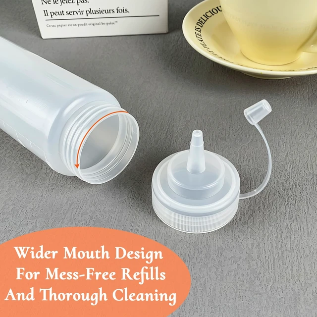 Alt view image 2 of 6 - Semi-Transparent 16.9oz Plastic Squeeze Bottles with Nozzle Caps, Refillable Soft Squeeze Condiment Bottles for Ketchup, Sauces and Oil