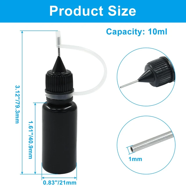 Alt view image 4 of 5 - Zorfeter 10ml Black Precision Tip Applicator Bottles, 10 Pcs