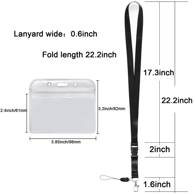 Alt view image 2 of 7 - 1Pack Black Neck Lanyard,Detachable Buckle with Horizontal ID Badge Holder