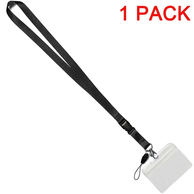Alt view image 3 of 7 - 1Pack Black Neck Lanyard,Detachable Buckle with Horizontal ID Badge Holder