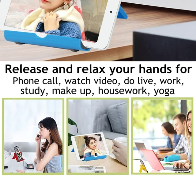 Alt view image 4 of 7 - Cell Phone Stand for Desk Foldable Cell Phone Holder Desk Tablet Holder Mobile Phone Dock, Multi-Angle Universal Adjustable Tablet Dock (Black)