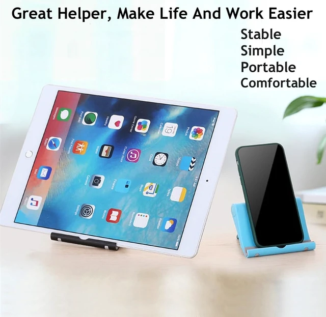 Alt view image 3 of 7 - Cell Phone Stand for Desk Foldable Cell Phone Holder Desk Tablet Holder Mobile Phone Dock, Multi-Angle Universal Adjustable Tablet Dock (Black)