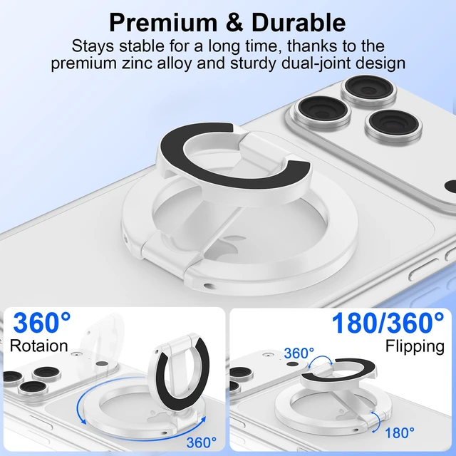 Alt view image 2 of 7 - Magnetic Phone Ring Grip Holder for Samsung Galaxy S26 Ultra S26 S25 S24 S23 S22 Dual-Sided Adjustable Magsafe Ring Holder Kickstand Finger Loop for iPhone 17 Pro Max/17/16/15/14/13/12, Android,iPad
