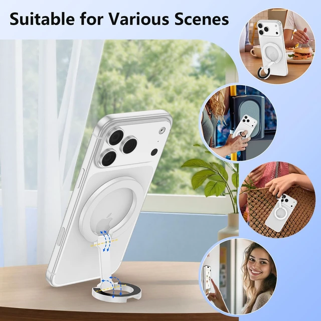 Alt view image 5 of 7 - Magnetic Phone Ring Grip Holder for Samsung Galaxy S26 Ultra S26 S25 S24 S23 S22 Dual-Sided Adjustable Magsafe Ring Holder Kickstand Finger Loop for iPhone 17 Pro Max/17/16/15/14/13/12, Android,iPad