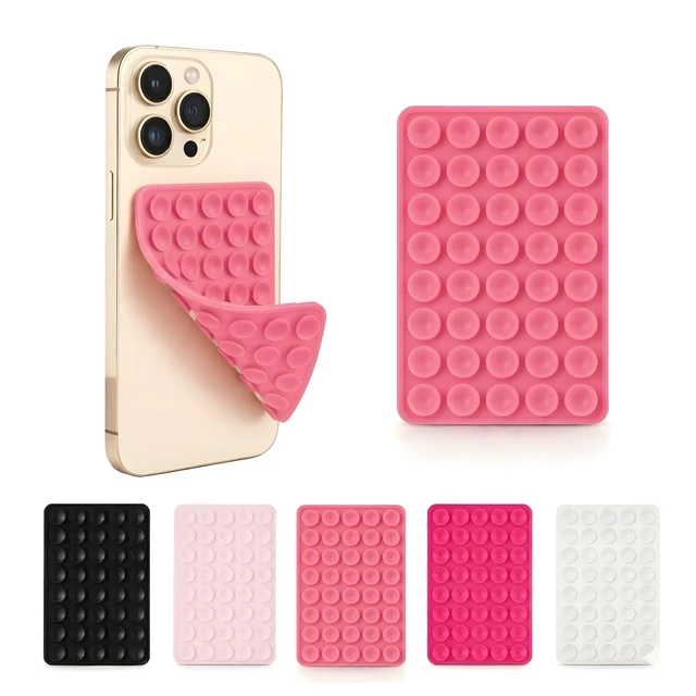 Alt view image 3 of 6 - SHENGXIN 2 Pack Silicone Double-Sided Suction Grip 40 Cups per Side, Strong Hold for iPhone, Galaxy, Pixel, Android Hands-Free for Selfies & Videos (Pink)