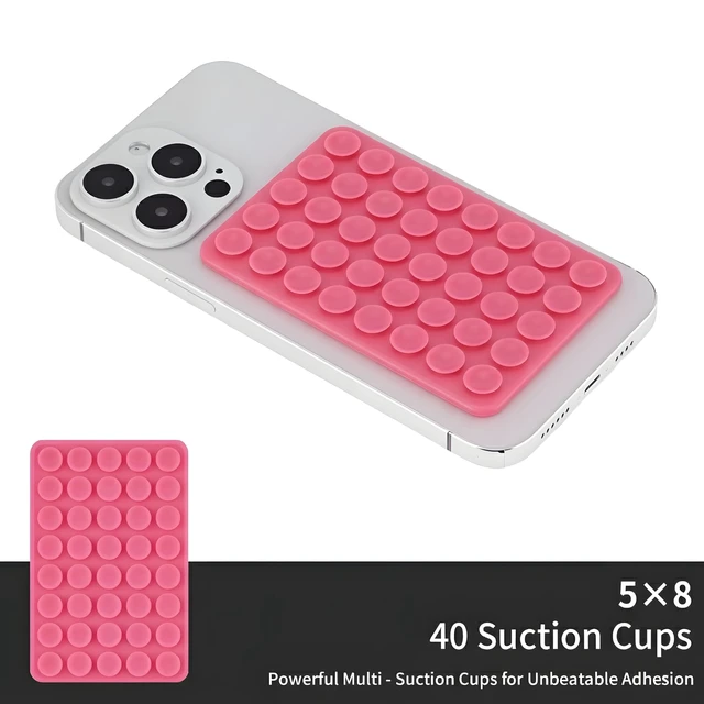 Alt view image 5 of 6 - SHENGXIN 2 Pack Silicone Double-Sided Suction Grip 40 Cups per Side, Strong Hold for iPhone, Galaxy, Pixel, Android Hands-Free for Selfies & Videos (Pink)