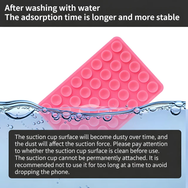 Alt view image 4 of 6 - SHENGXIN 2 Pack Silicone Double-Sided Suction Grip 40 Cups per Side, Strong Hold for iPhone, Galaxy, Pixel, Android Hands-Free for Selfies & Videos (Pink)