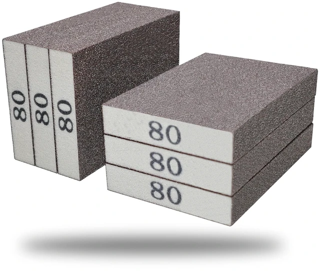 Main image of Tonmp 6 Pack 80 Grit Medium Sanding Sponge, Washable and Reusable Great for Pot Pan Brush Sponge Brush Glasses Sanding Wood Sanding Metal Sanding (80 Grit-6 Pack)