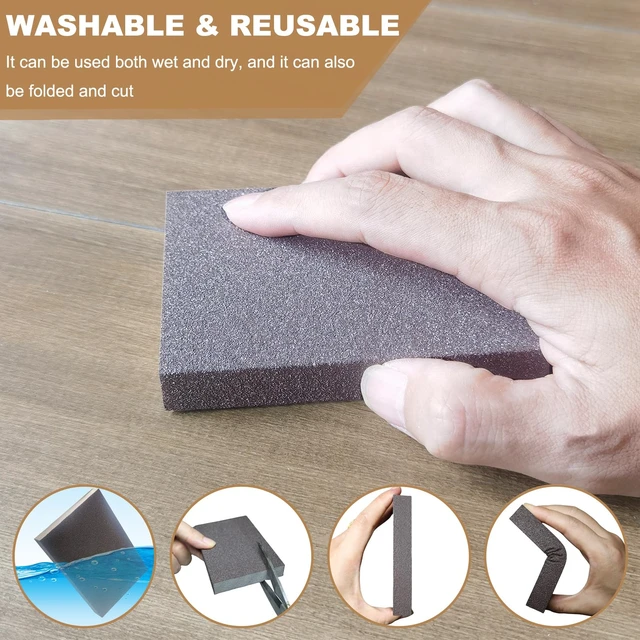 Alt view image 4 of 7 - Tonmp 6 Pack 80 Grit Medium Sanding Sponge, Washable and Reusable Great for Pot Pan Brush Sponge Brush Glasses Sanding Wood Sanding Metal Sanding (80 Grit-6 Pack)