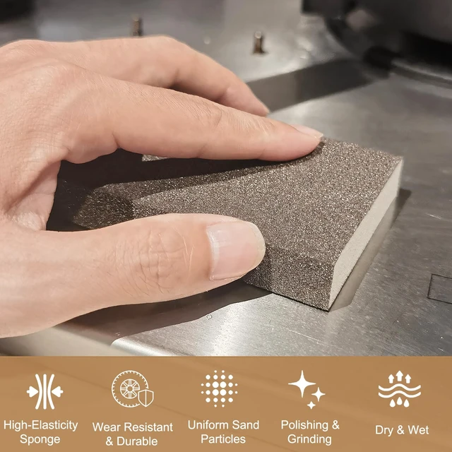 Alt view image 6 of 7 - Tonmp 6 Pack 80 Grit Medium Sanding Sponge, Washable and Reusable Great for Pot Pan Brush Sponge Brush Glasses Sanding Wood Sanding Metal Sanding (80 Grit-6 Pack)